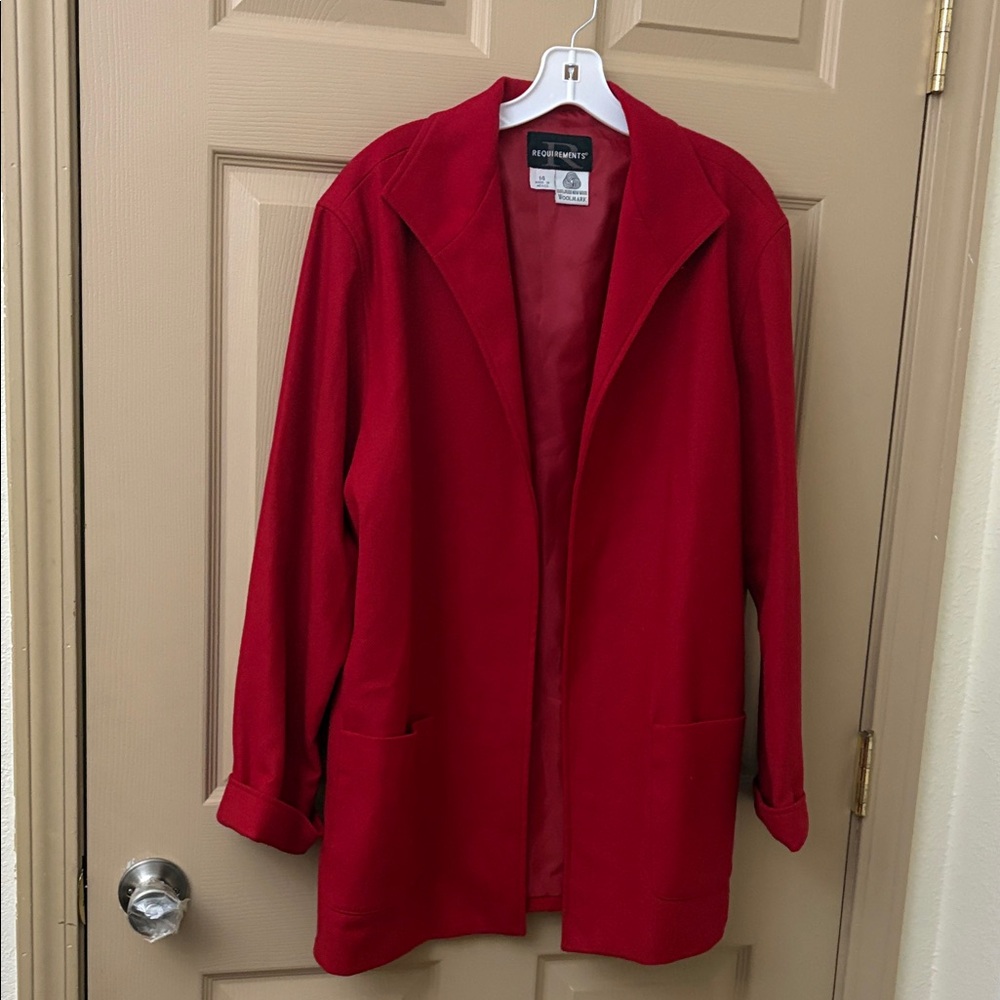 Requirements Red Woolmark open front jacket